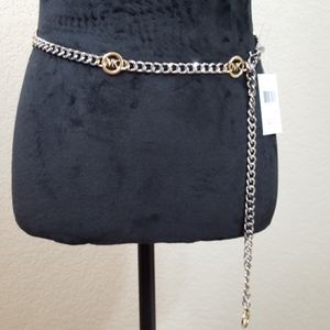 NWT Michael Kors Silver And Gold Chain Belt S /M